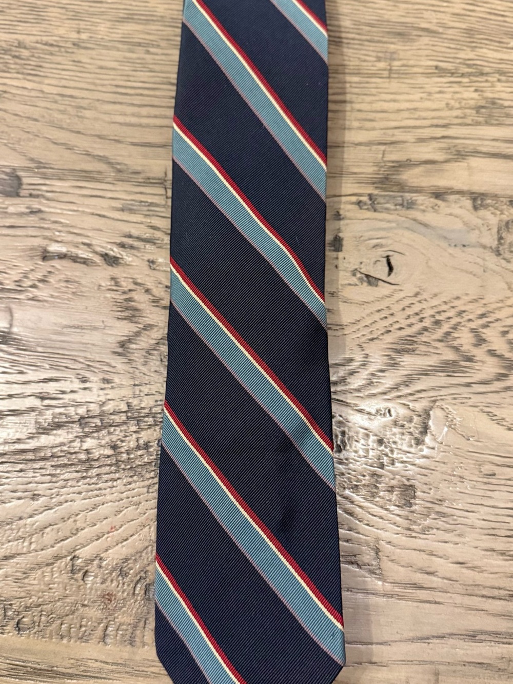 Polo by Ralph Lauren Navy Tie with Light Blue and Red Stripes